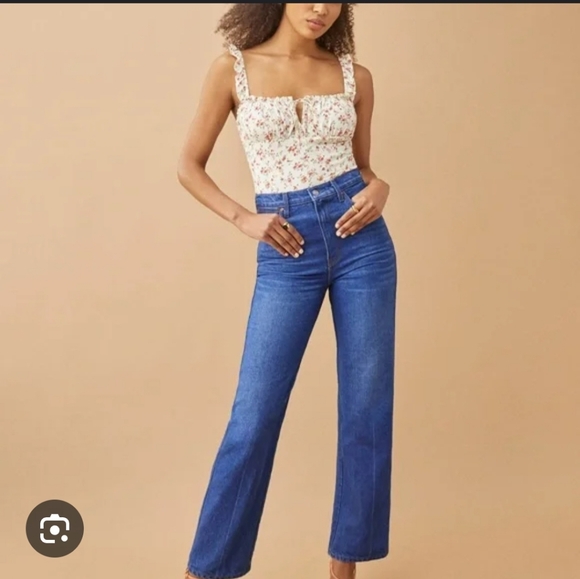REFORMATION Cowboy High RISE Straight Leg Jeans Zenia Wash - Picture 1 of 4